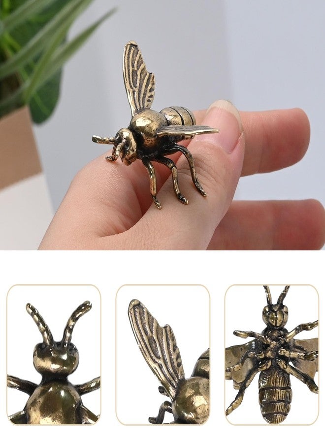 Anxingo مجموعة أنكسينغو من 3 تماثيل نحل نحاسية عتيقة، زينة نحل صغيرة من النحاس الأصفر لتزيين المنزل، هدية فنية جدارية - Image 5